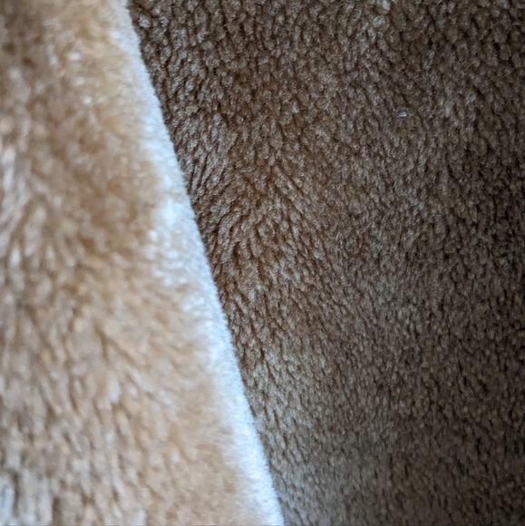 Camel faux suede winter coat faux fur lined sz M/L - Picture 8 of 13